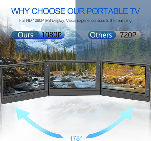 Tv Portátil De 30cm Con Antena Y Batería Para Cocina 1