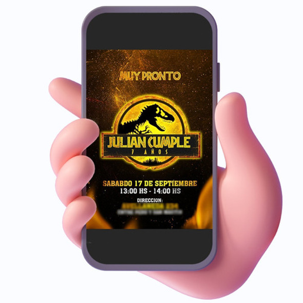 Tarjeta Invitación Cumpleaños Jurassic World - Digital 0