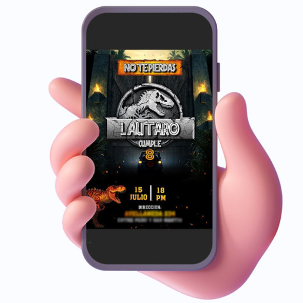 Tarjeta Invitación Cumpleaños Jurassic World - Digital 1