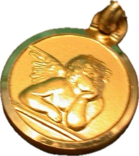 Medalla Oro 18k Angel Angelito Guarda Bautismo Unisex Luli 0
