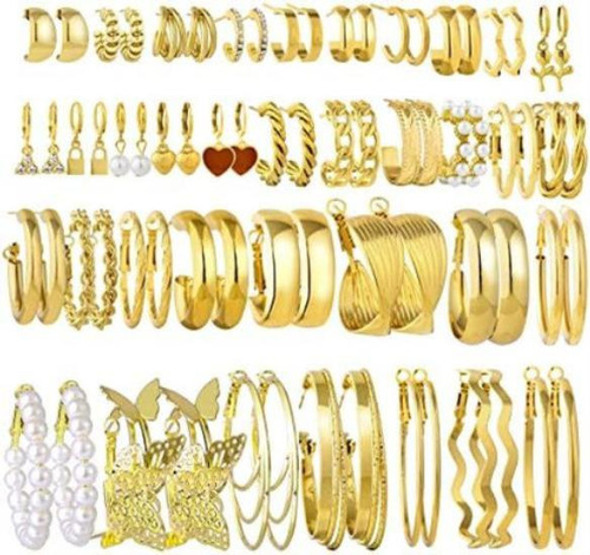 36 Pares De Aretes De Aro De Oro Para Mujeres Y Niñas, De De 0