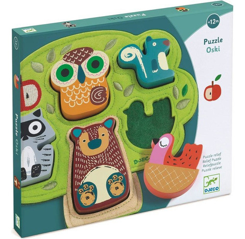 Puzzle Animales Relieve Y Textura Oski Djeco Niños +12 Meses 0