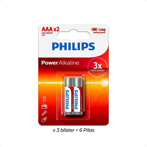 Pilas Alkalina Philips Aaa  (6 Uni) Lr03p2b/97 - Otec 1