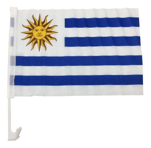 Bandera Uruguay Con Soporte Para Auto X10 Unidades 30 X 45cm 0