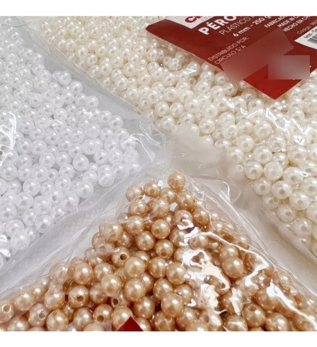 Perlas De 6mm Para Enhebrar. En Plastico Abs. 250gr. Circulo 0