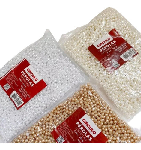 Perlas De 6mm Para Enhebrar. En Plastico Abs. 250gr. Circulo 1