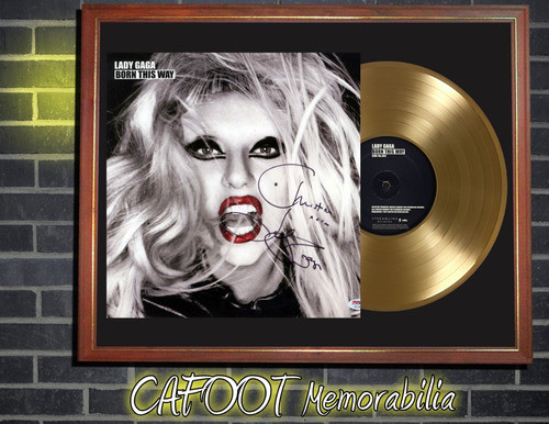 Lady Gaga Born This Way Tapa Lp Firmada Y Disco Oro Cuadro 0