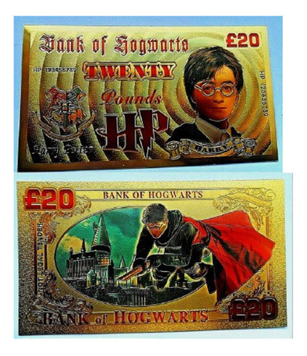 Fk Billete Inglaterra Harry Poter 20 Libras Dorado 0