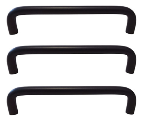 Puxador Alça Trave Preto Fosco 192mm Entre Furos 03 Peças 0