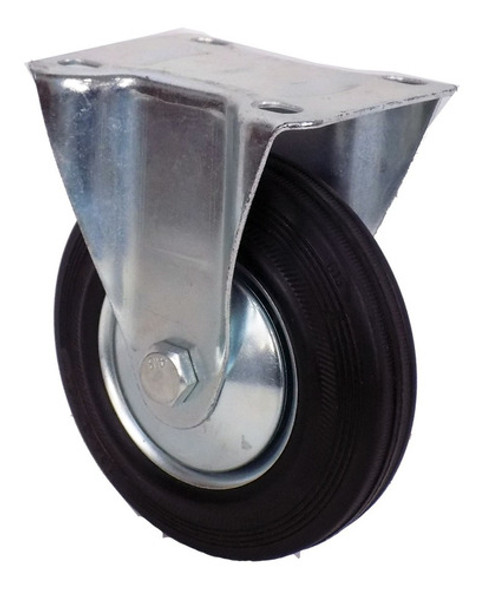 Rueda De Goma 125mm Fija Para Carros Con Base Metálica. 0