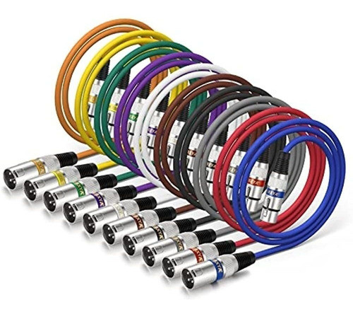 Ebxya Cable Xlr 3 Pies Paquetes De 10 Colores - Xlr Macho A 0