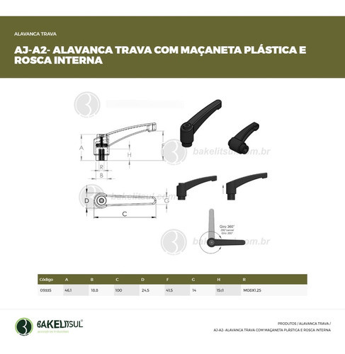 Alavanca Trava 100 M8 (10 Peças) 1