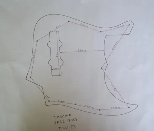 Escudo Tagima Jazz Bass Tw 73 Fibra De Carbono Com Preto 1
