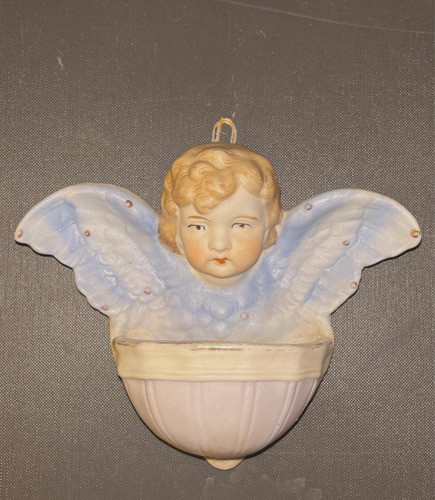 Pila Agua Bendita Querubín Porcelana Biscuit Mas D 100 Años 0