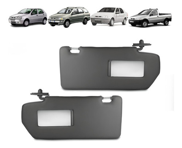 Par Quebra Sol Cinza Escuro C Espelho Siena 1999 2000 2001 0