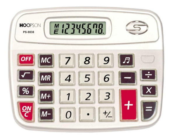 Calculadora De Mesa 8digitos Pilha Aa C/som Cinza 1