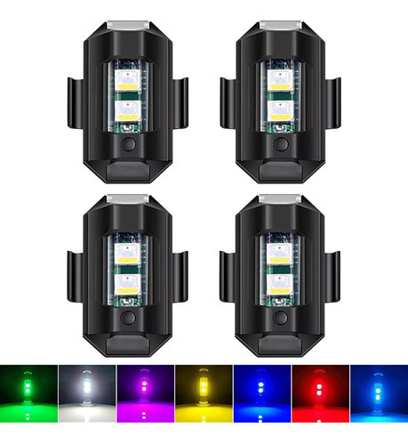 4pcs Led Luces Estroboscópicas 7 Colores Drone Anticolisión 0
