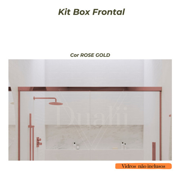 Kit Box Banheiro Quadrado Rosê Gold S/vidro 1,50x2,0 1