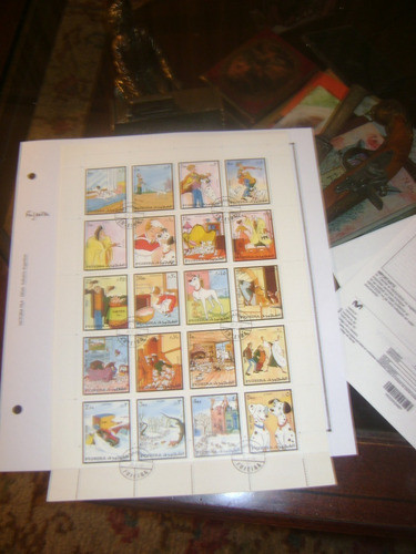 Plancha 20 Sellos Postales Disney 101 Dalmata Fujeira Xiii29 1