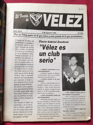 Revista El Fortín De Velez Nº 550 Velez Minerven - Platense 1