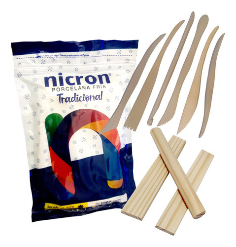 Kit Porcelana, 6 Estécas De Madera Y Juego Regletas. 0