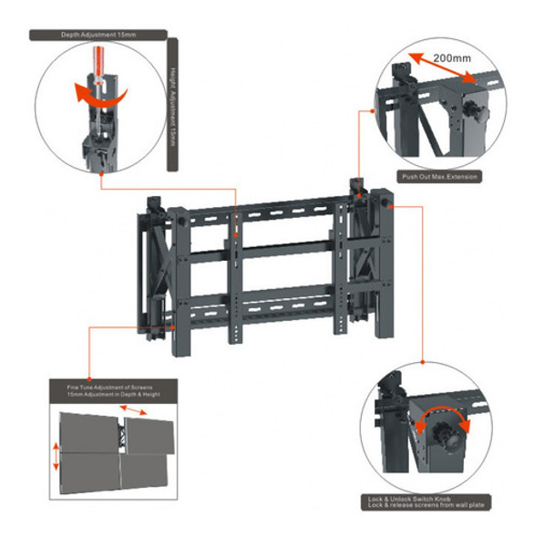 Soporte De Pared Video Wall 45  A 70  600x400 70 Kg 0