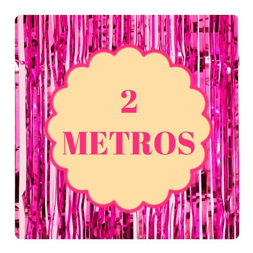 4 Cortina De Fitas Franja Metalizada Rosa Pink Shock 2x1m 0