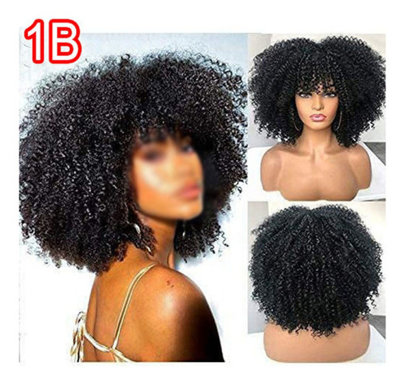 Peruca Franja Mulheres Peruca Cabelo Crespo Encaracolado 1