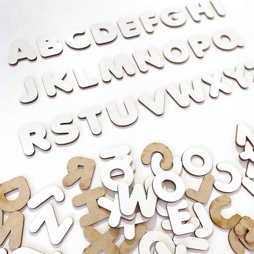 Kit 6 Alfabetos Madeira A - Z Mdf 3,5cm C/156 Letras Branco 0