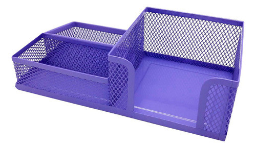 Set Escritorio Organizadr Malla Metálica 3 Divisións Violeta 0