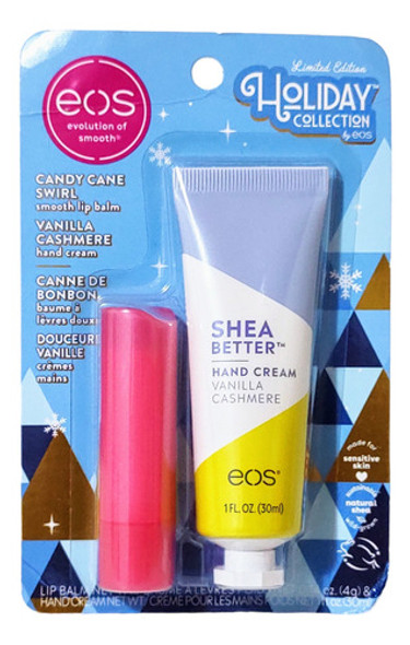 Eos Kit Holiday Lip Balm Candy Cane + Creme De Mãos Vanilla 0 Eos Kit Holiday Lip Balm Candy Cane + Creme De Mãos Vanilla 0