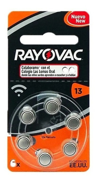 Blister X6 Uni Pila Rayovac Numero 13 Audifono Audiologia 0