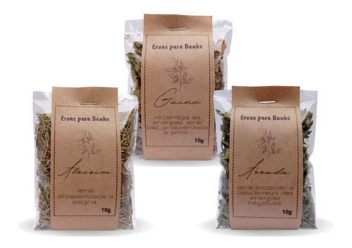 Kit 3 Ervas Arruda Alecrim Guiné - Erva Para Banho-in Natura 0
