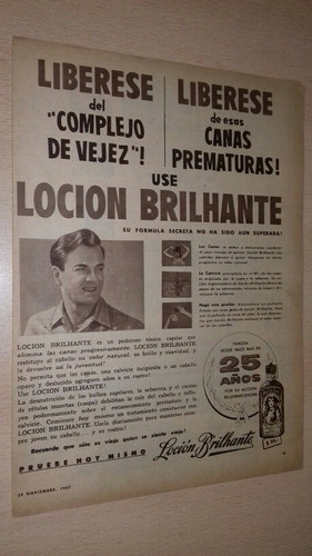 P385 Clipping Publicidad Tonico Capilar Brilhante Año 1957 0