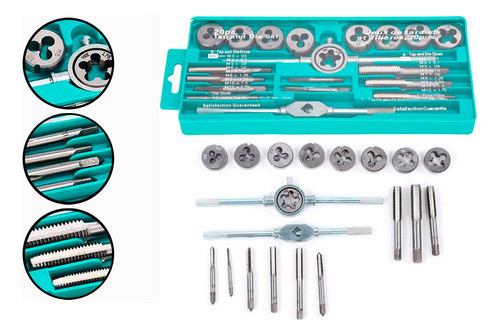 Jogo De Tarracha E Macho Fêmea Pente Abre Rosca Kit C/maleta 1