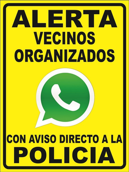 Cartel Vecinos En Alerta Alarma Vecinal 20x25 Cm Pai 1