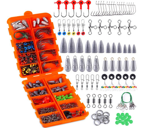 Kit Accesorios D/pesca Completo Topfort 230ps Ganchos/pesas+ 0