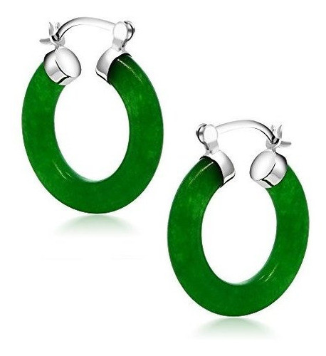 Pendientes De Aro De Jade Macizo Verde Plata Vibrante 1
