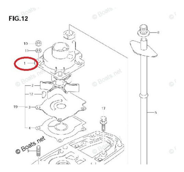Carcaca Bomba Agua Suzuki 25 / 30 Hp 1