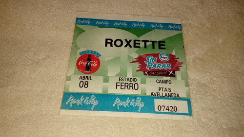 Roxette Entrada Ferro 8 De Abril De 1995 (excelente Estado) 1