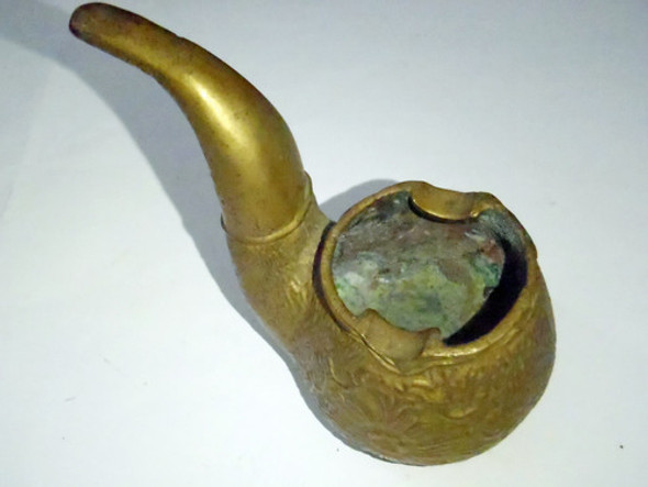 Antiguo Cenicero Forma De Pipa En Bronce Espectacular 0