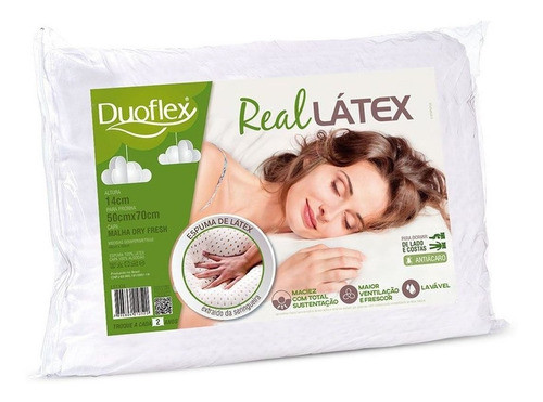Set X2 Almohada Real Latex 100% Algodón Anti-acaros Lavable 1