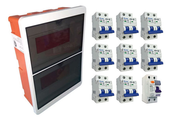 Kit Tablero 24 Bocas Embutir + 8 Termicas + 1 Disyuntor Baw 0