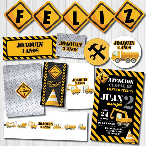 Kit Imprimible Personalizado Construccion Camiones Candy Dec 0