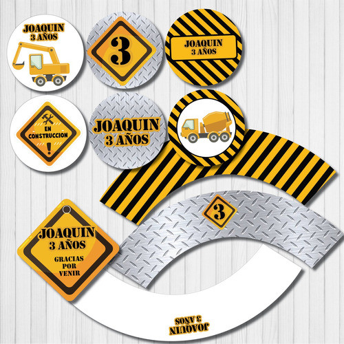 Kit Imprimible Personalizado Construccion Camiones Candy Dec 1
