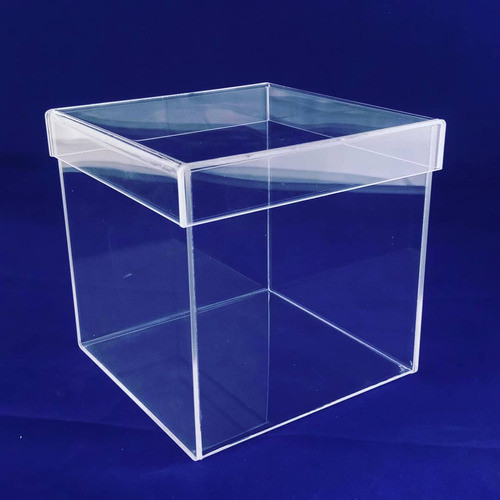 Caja Acrilica Con Tapa Clásica Y Ranura 20x20x15cm 1
