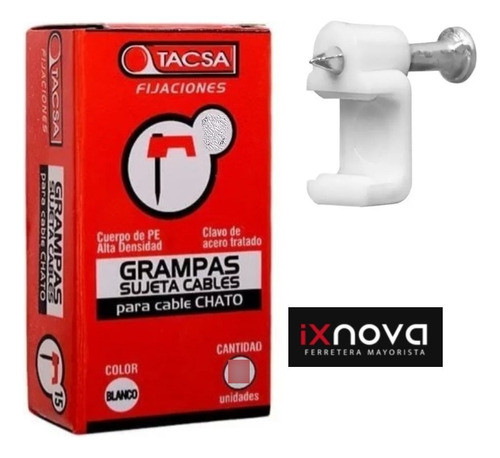 Grampas N°8 Tacsa Sujeta Cable Chato Caja X 100 Uds 1