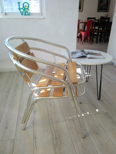Silla Aluminio Y Madera Apilable 1