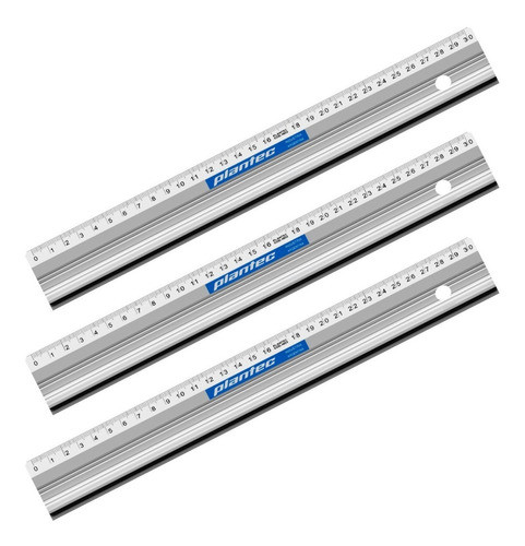 3 Reglas Metálica Corte Plantec 50 Cm Aluminio Perfil Seguro 0