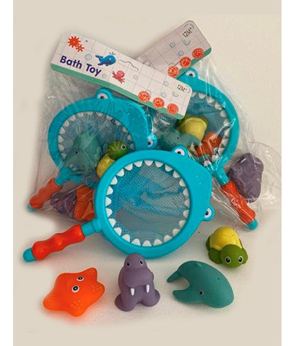 Juego Pesca Para Bañadera Infantil Red Y Animales 0